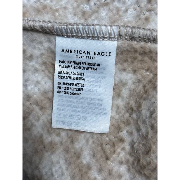American Eagle Sherpa Sweater Womens Sz L Fuzzy Leopard Print Half Zip Pullover - Picture 6 of 9